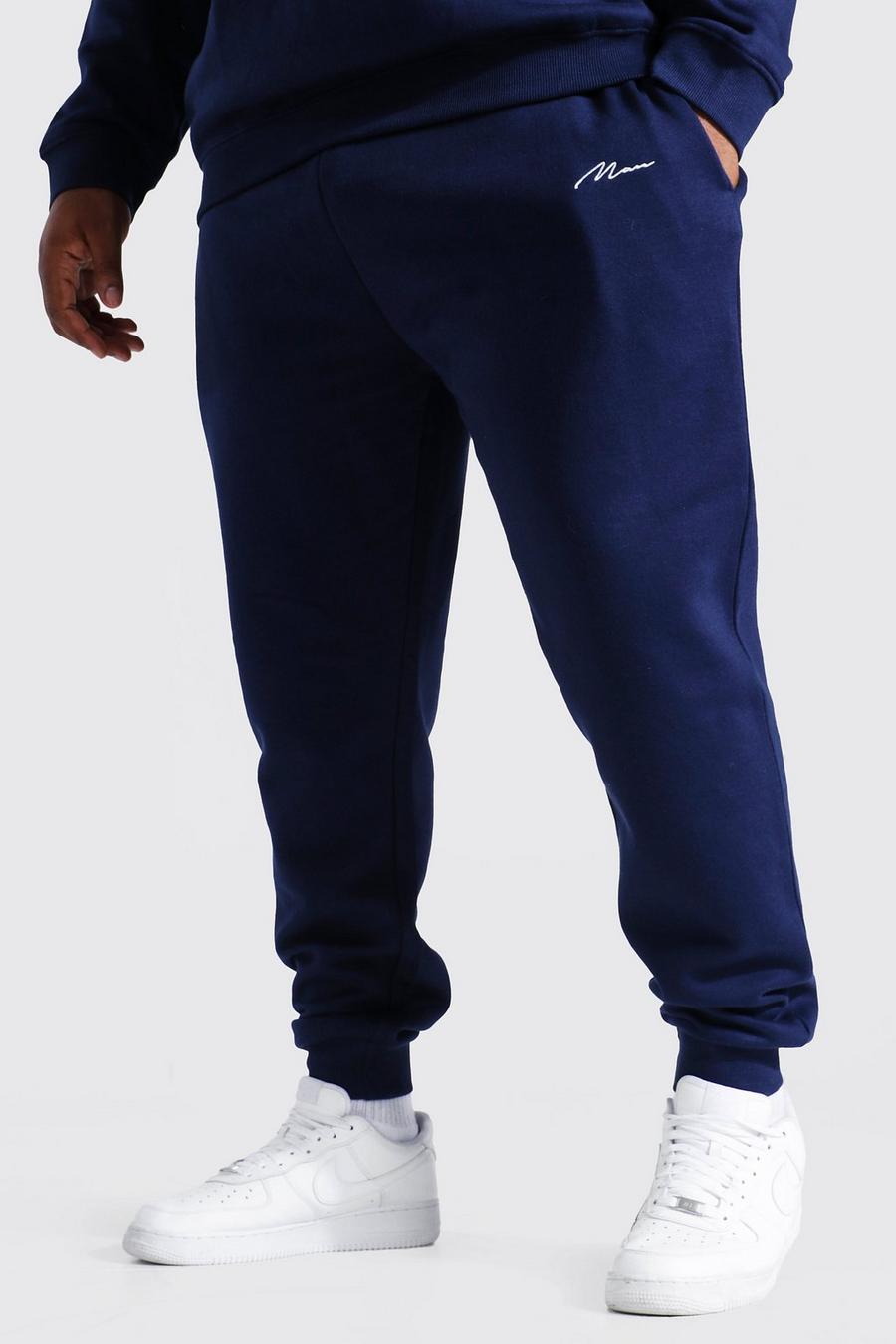 Pantaloni tuta Plus Size Skinny Fit con scritta MAN, Navy image number 1