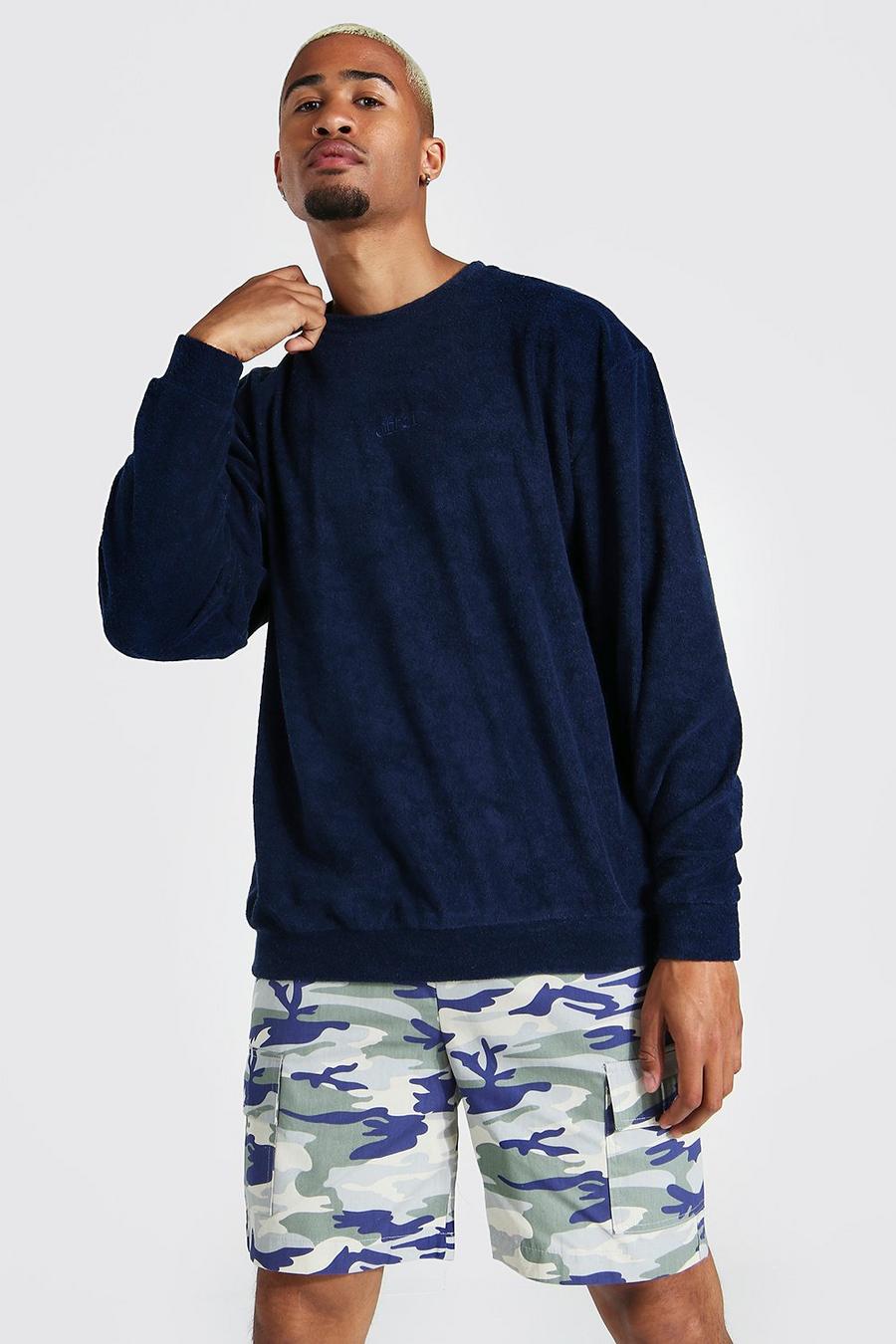 Navy Offcl Oversize sweatshirt i frottétyg image number 1