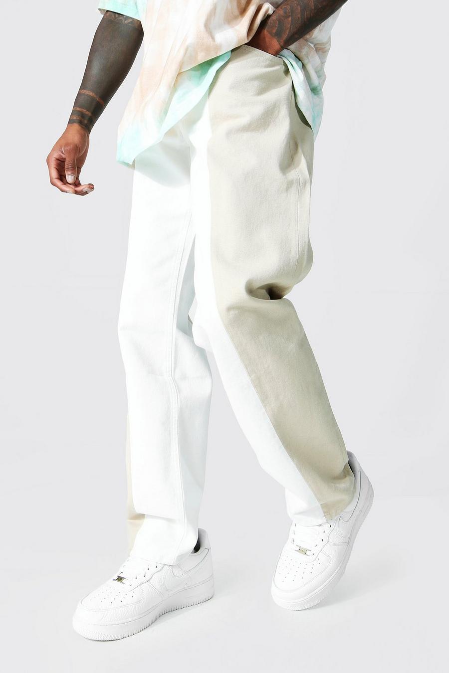 Tan Jeans med kontrastpaneler och ledig passform image number 1