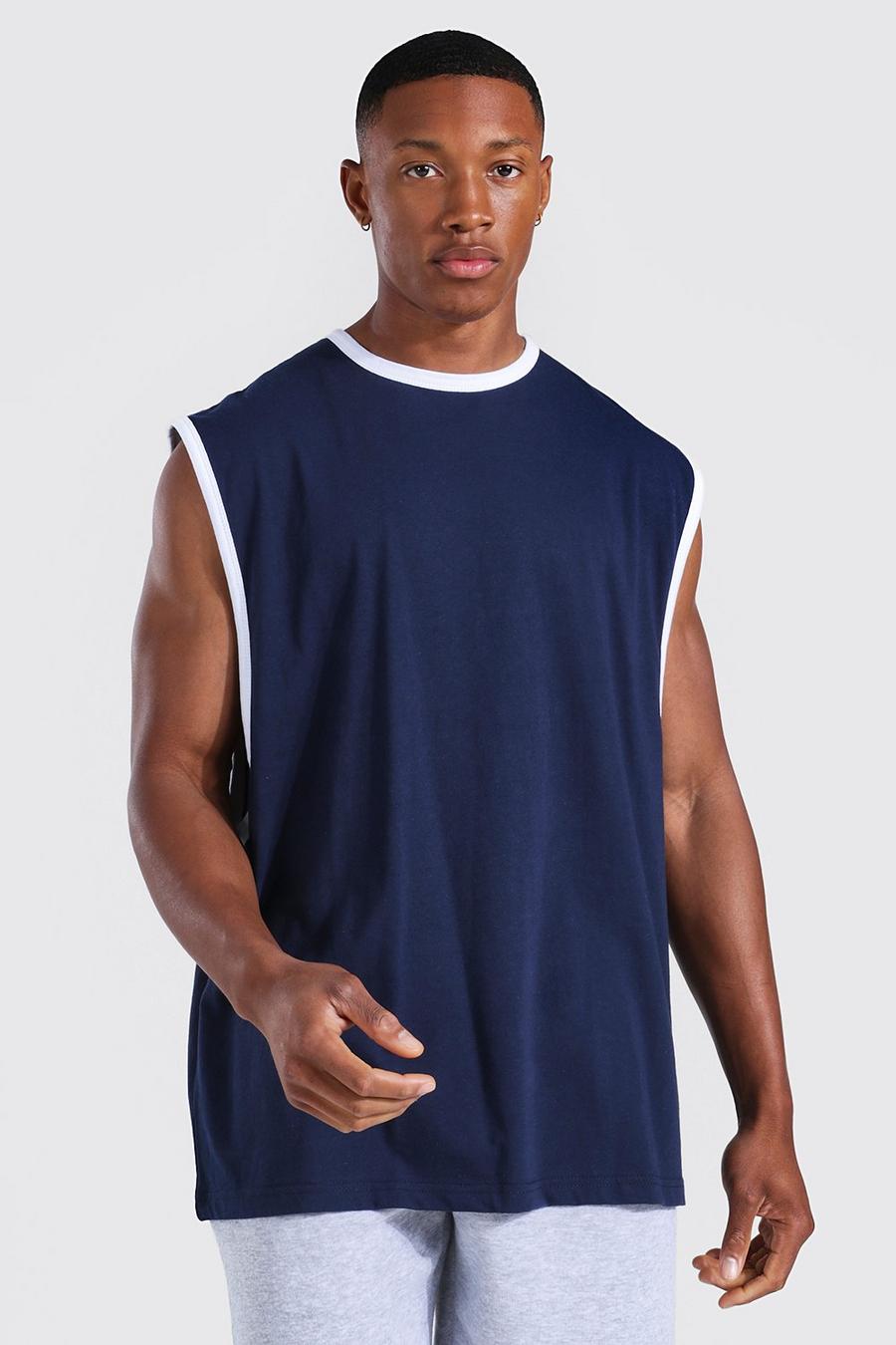 Camiseta sin mangas oversize de árbitro con sisa ancha, Navy image number 1