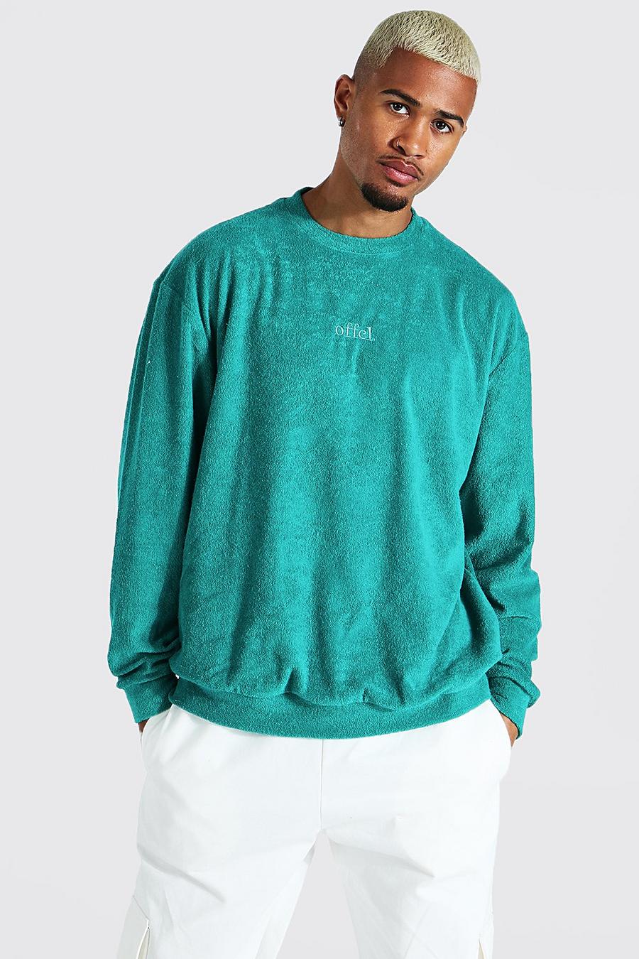 Teal grön Oversized Offcl Towelling Sweatshirt image number 1