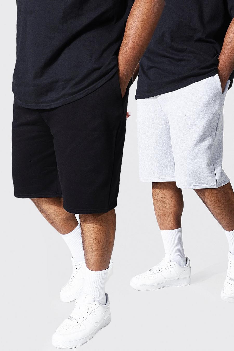 Pack de 2 pantalones cortos Plus Regular de tela jersey con largo medio, Multi image number 1