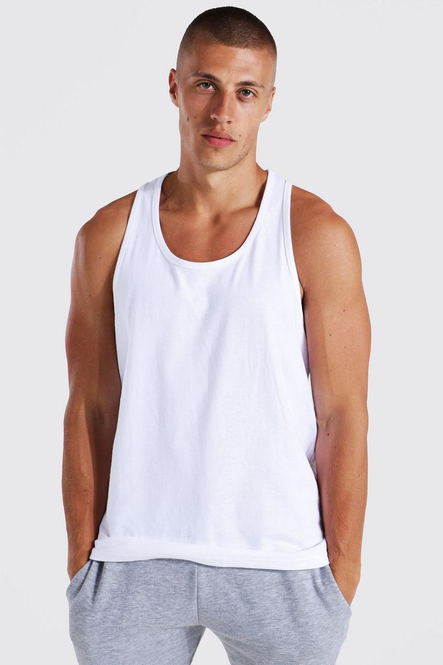 Camiseta sin mangas con espalda estilo nadador, White image number 1