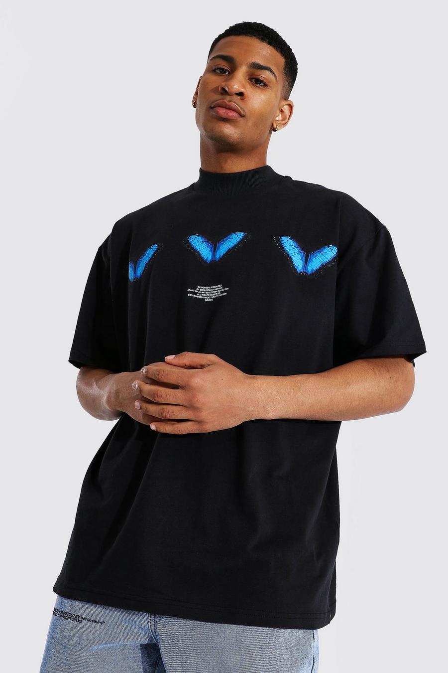 Black Oversized Official Man Extended Neck T-shirt image number 1
