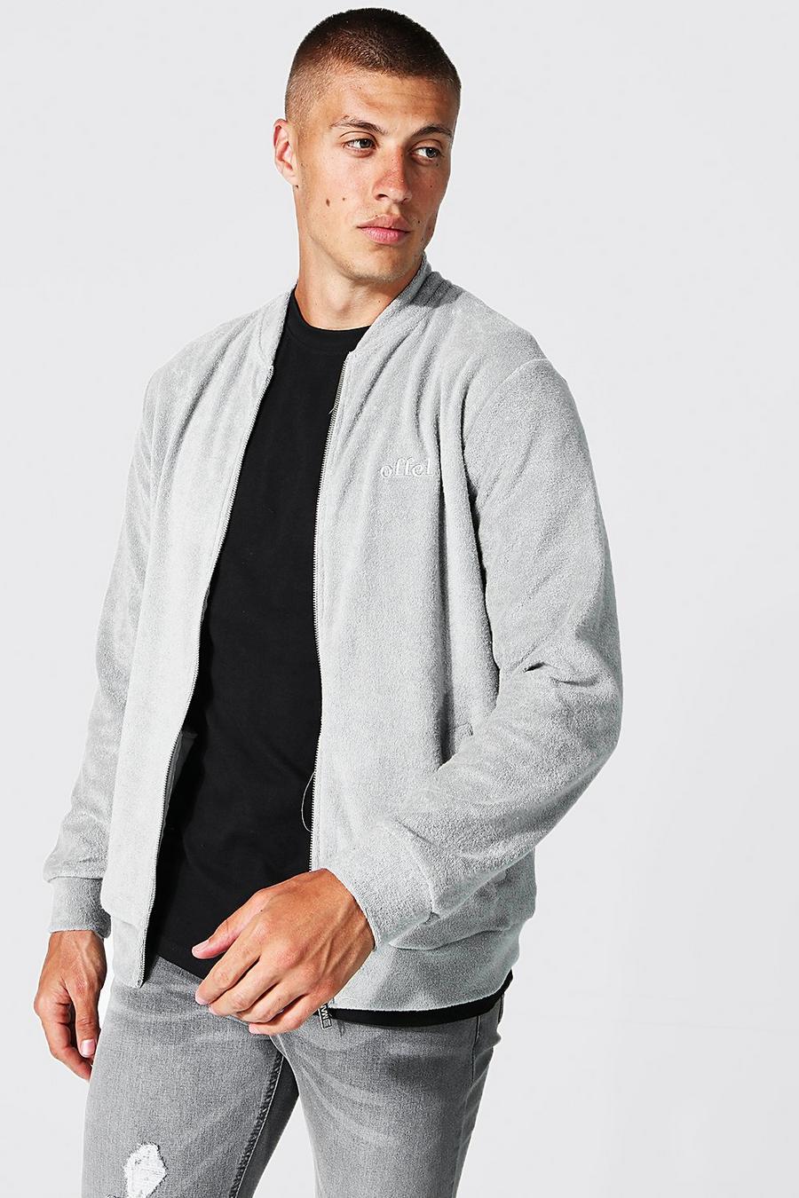 Grey Offcl Zip Through Towelling Bomber image number 1