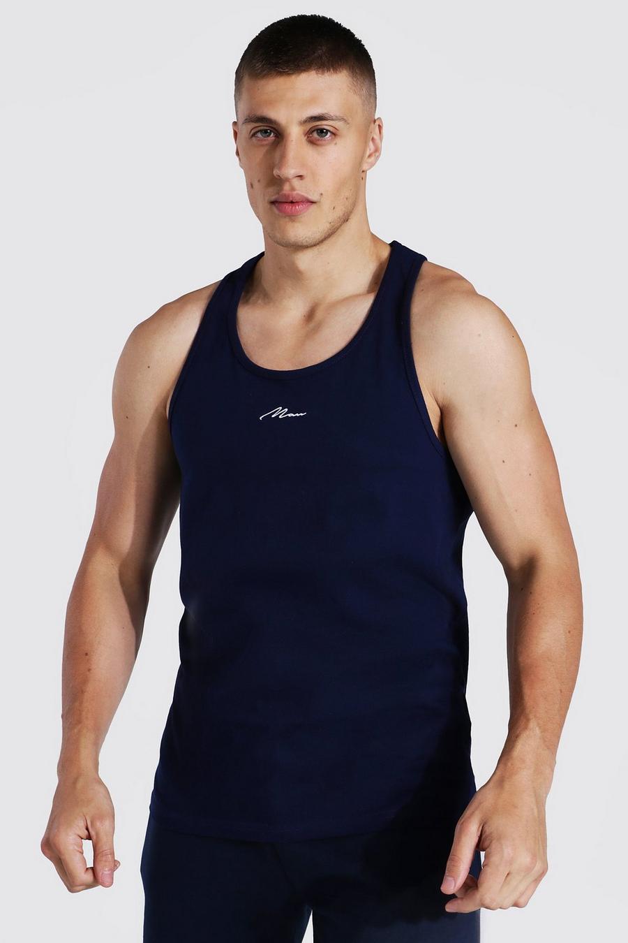 Camiseta sin mangas MAN Signature con espalda de nadador, Navy image number 1