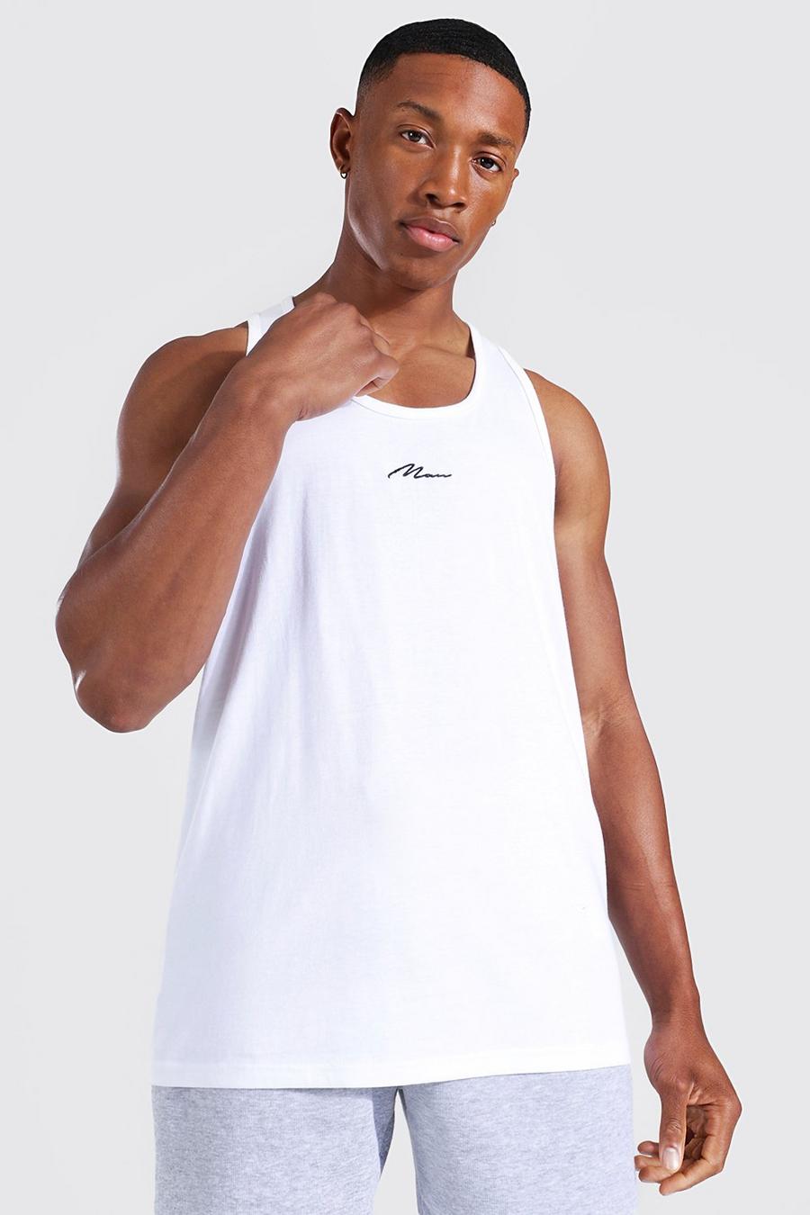 White Man Signature Racer Back Tank Top image number 1