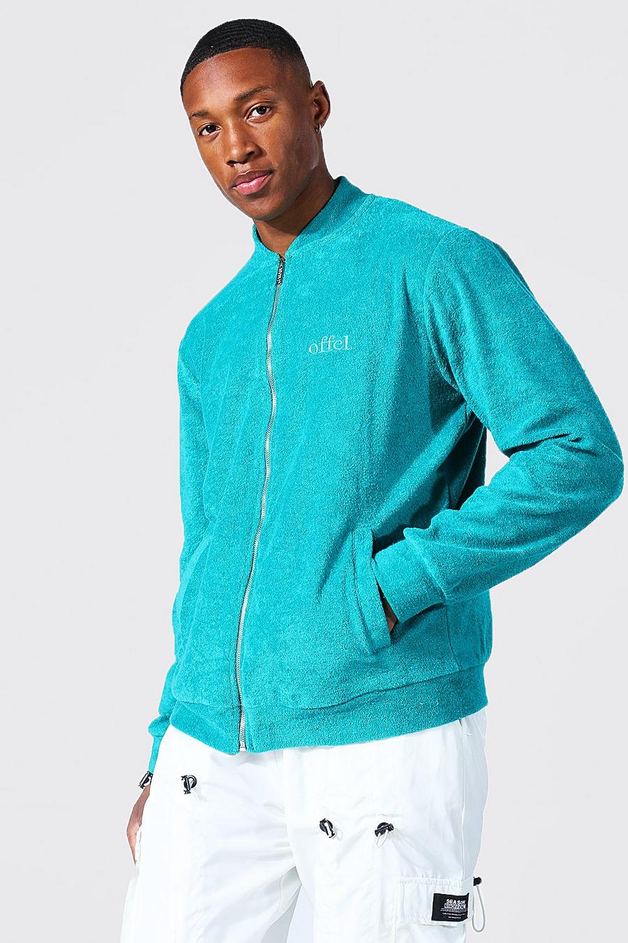 Teal Offcl Zip Through Towelling Bomber image number 1