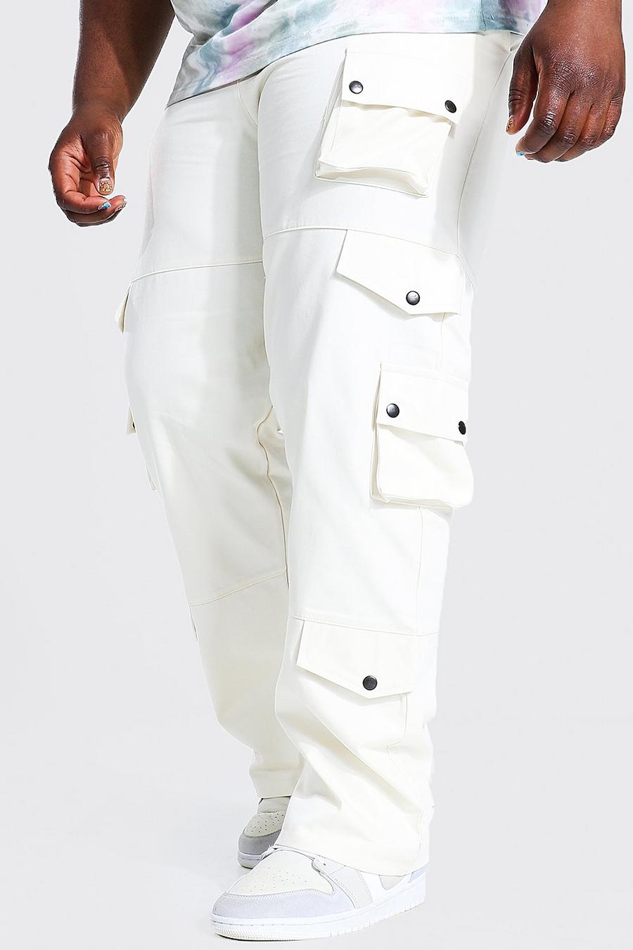 Ecru Plus Fixed Waistband Slim Twill Cargo Trouser image number 1