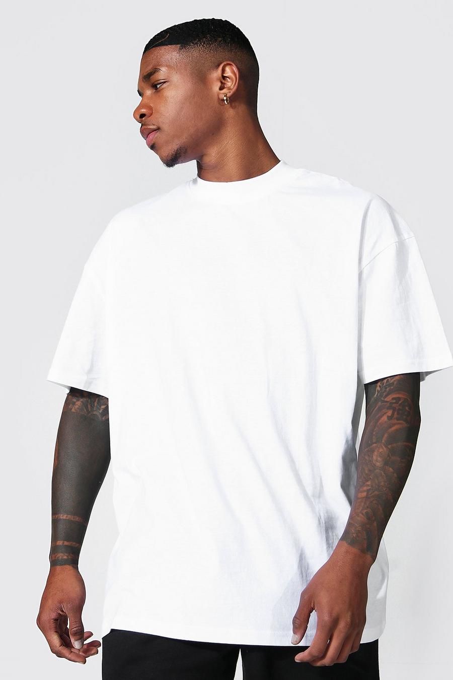 White Oversized Basic Extended Neck T-shirt image number 1
