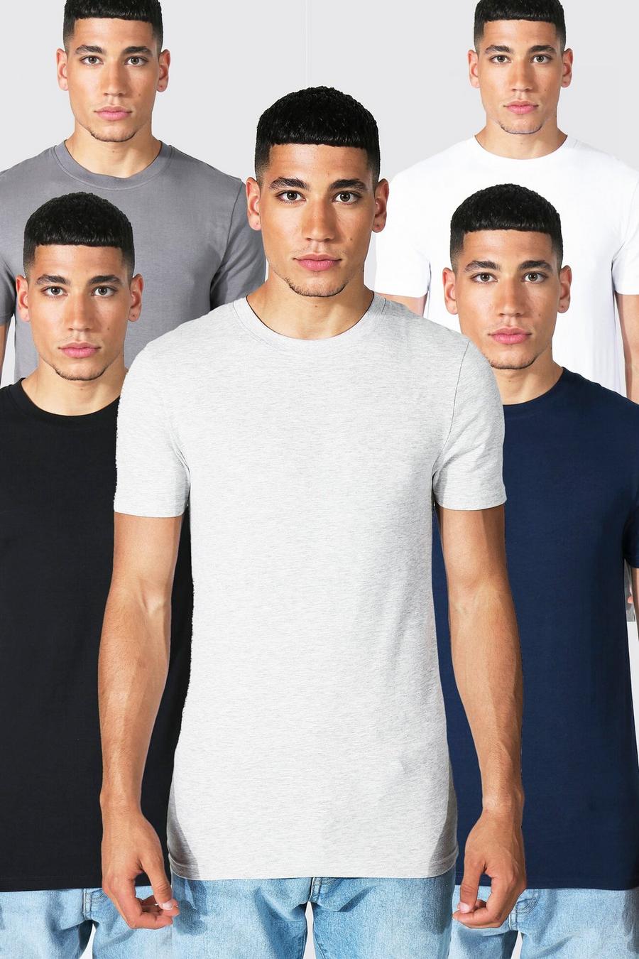 Multi 5 Pack Muscle Fit Crew Neck T-shirt image number 1