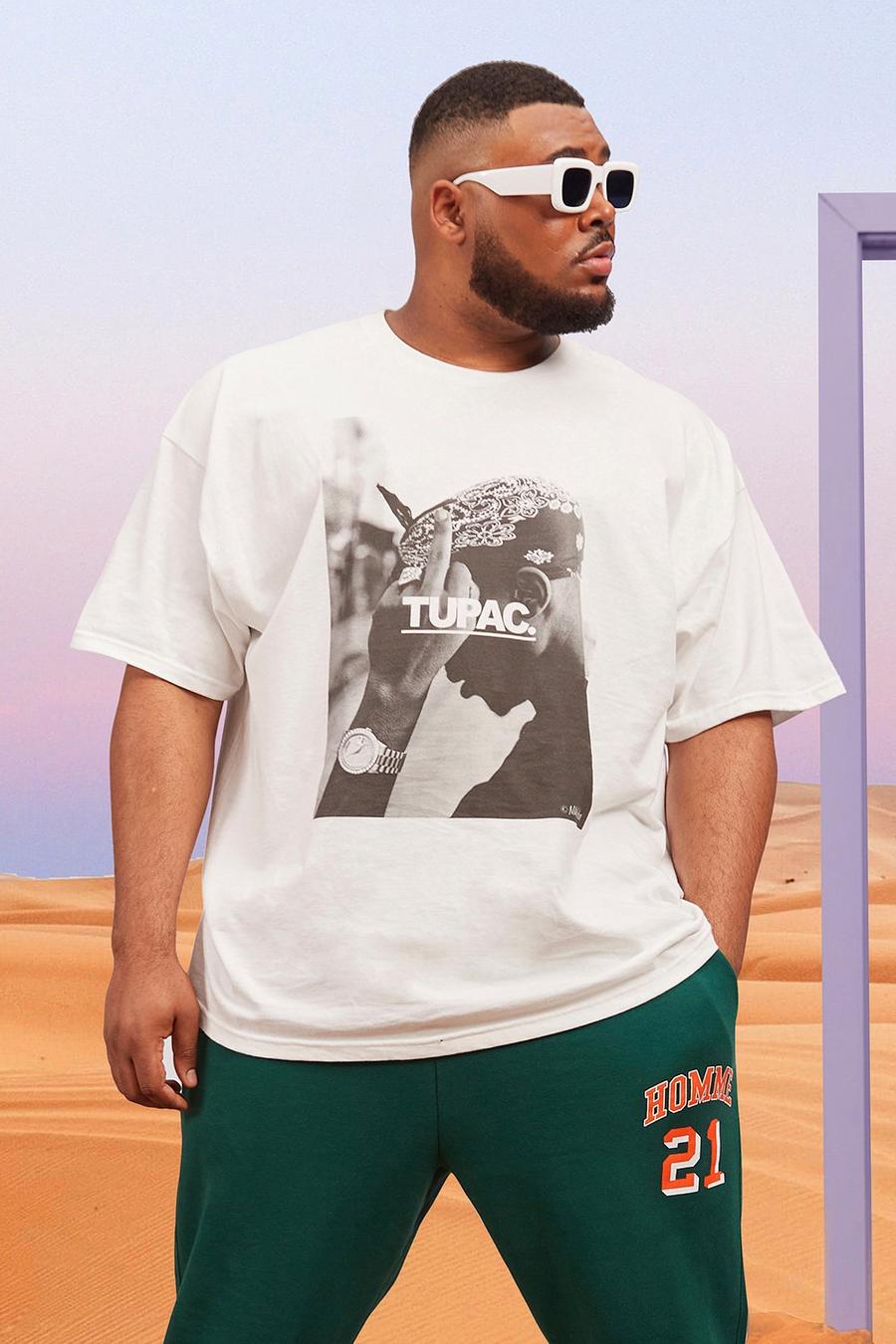 White Plus Size Gelicenseerd Tupac T-Shirt image number 1