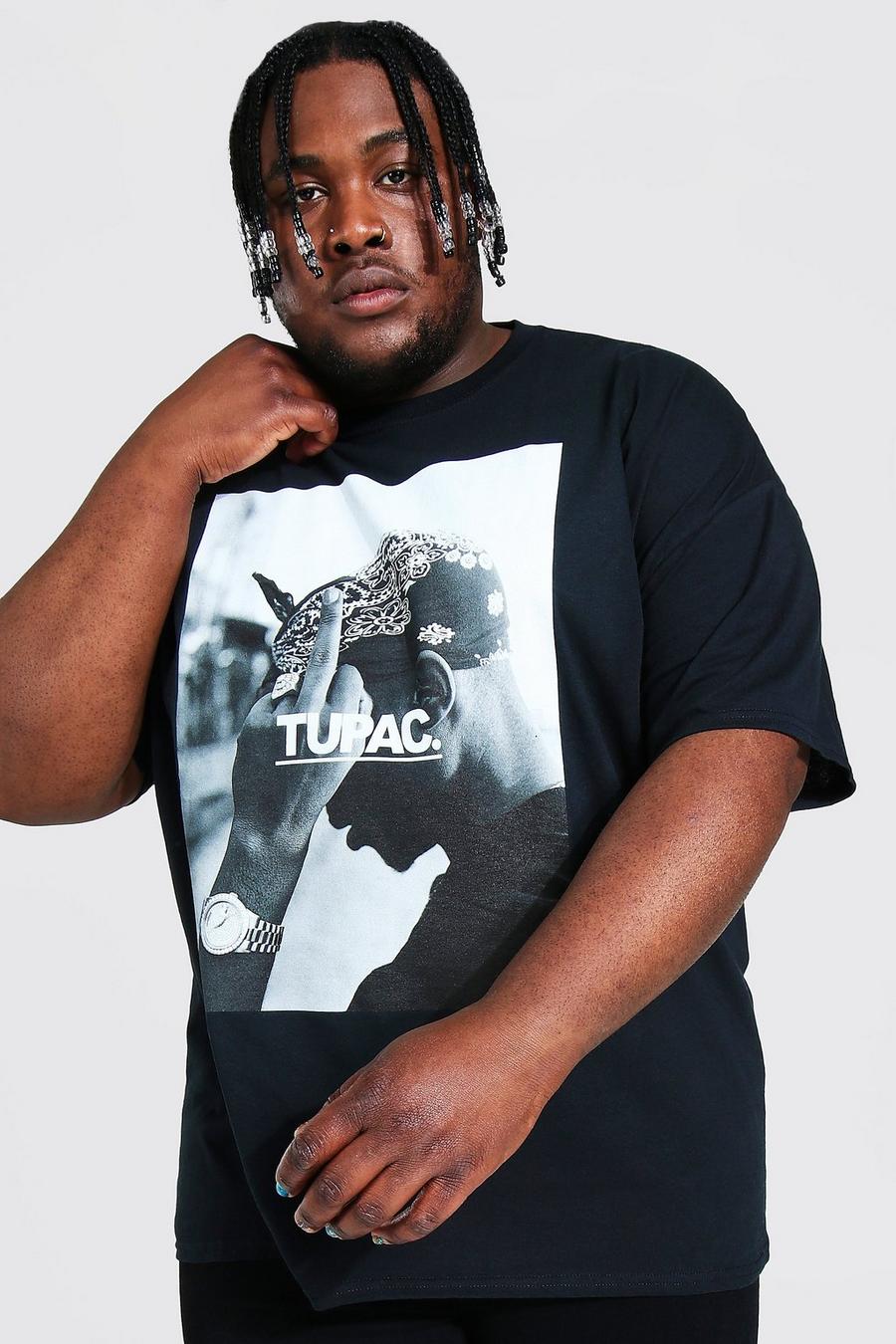 Black Plus Size Tupac License T-shirt image number 1