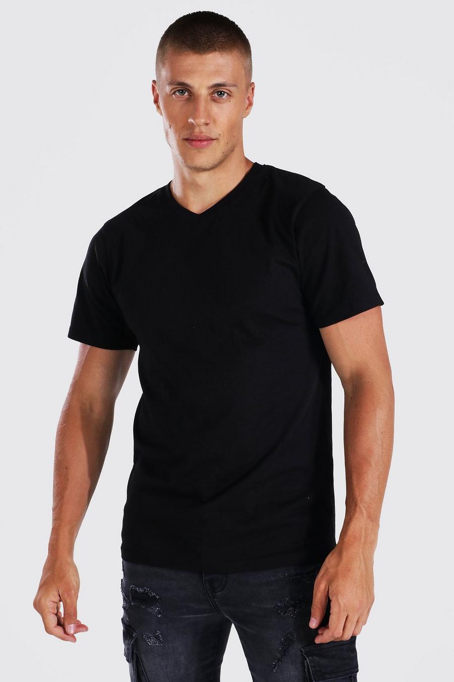 Black Slim Fit V Neck T-shirt image number 1
