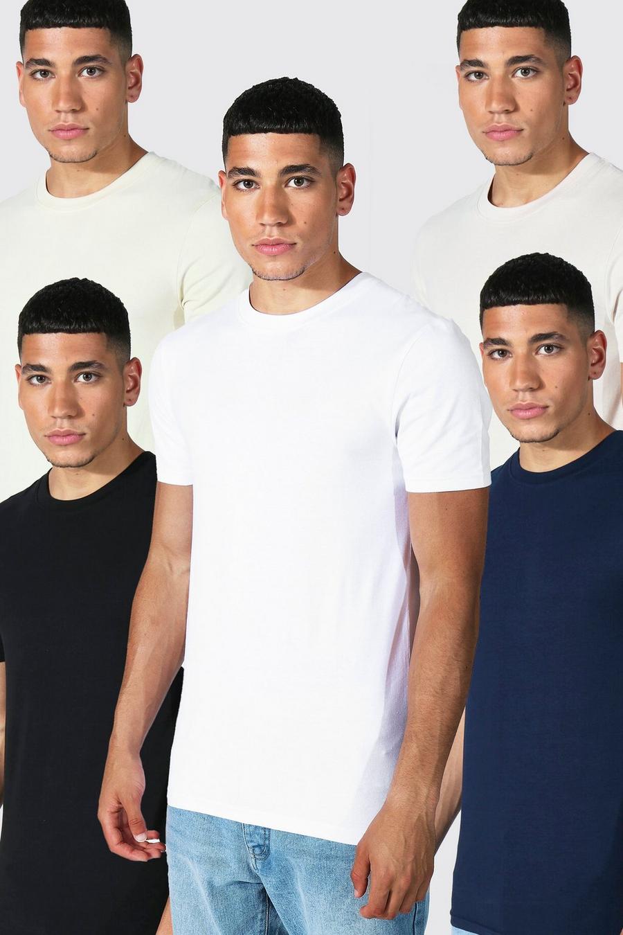 Multi 5 Pack Muscle Fit Crew Neck T-shirt image number 1