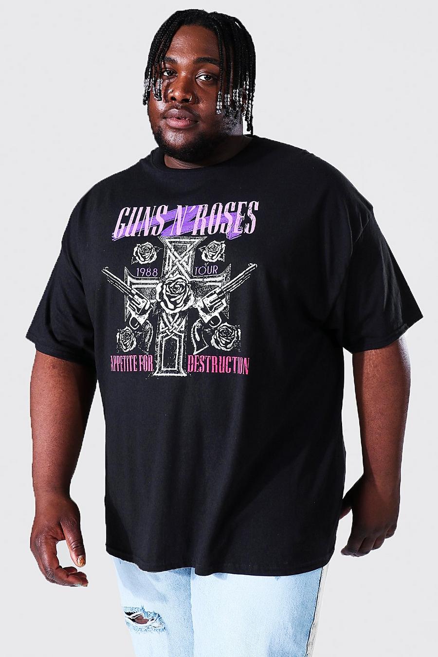 Black Plus Size Gelicenseerd Guns And Roses T-Shirt image number 1