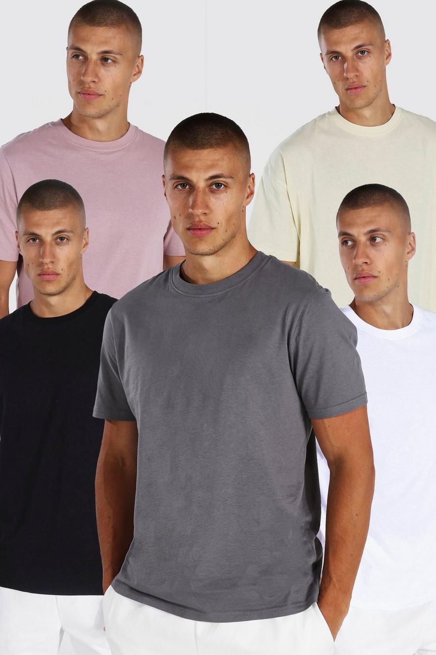 5er-Pack Oversize Crewneck T-Shirt, Multi mehrfarbig