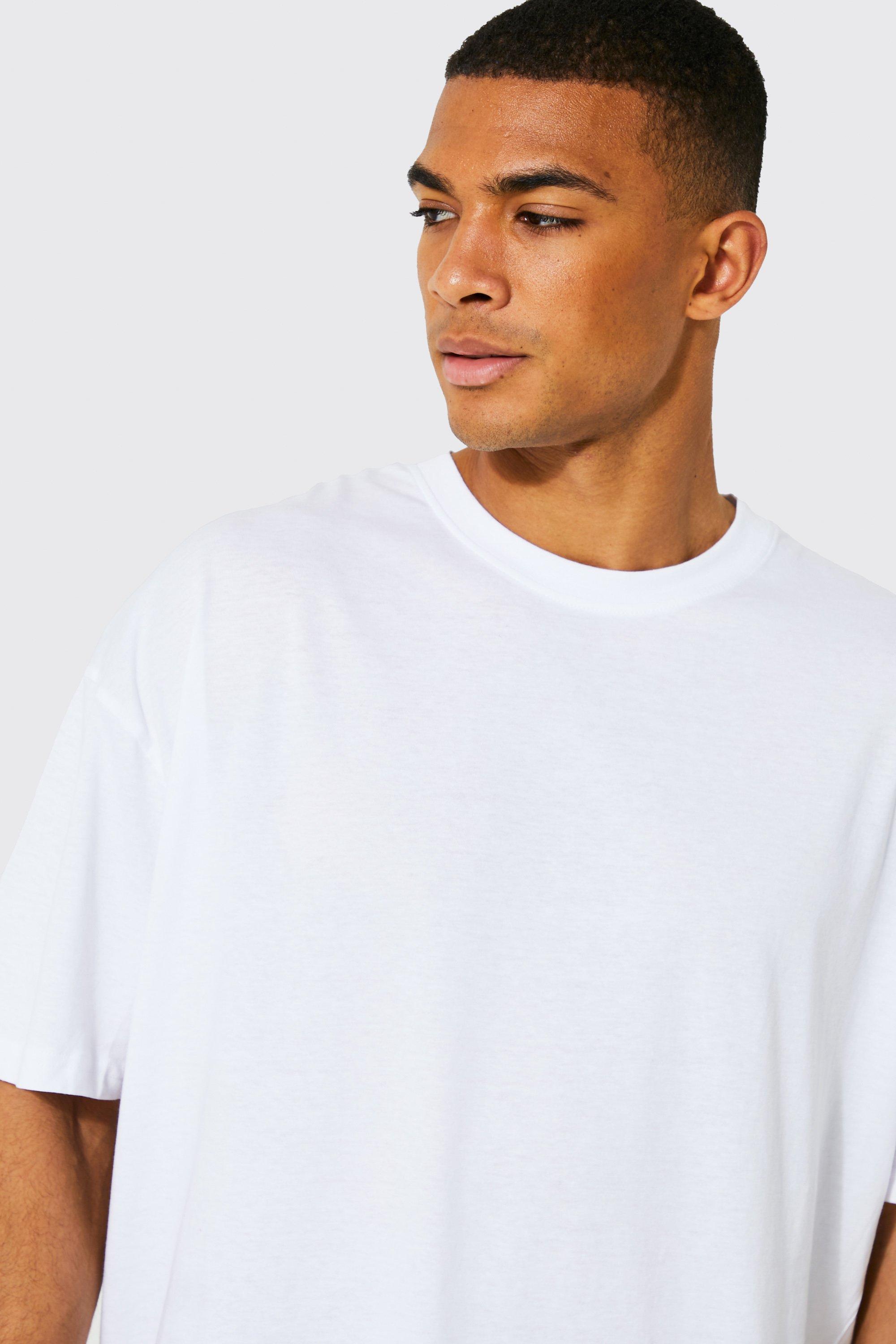 Men's round neck outlet white t shirts