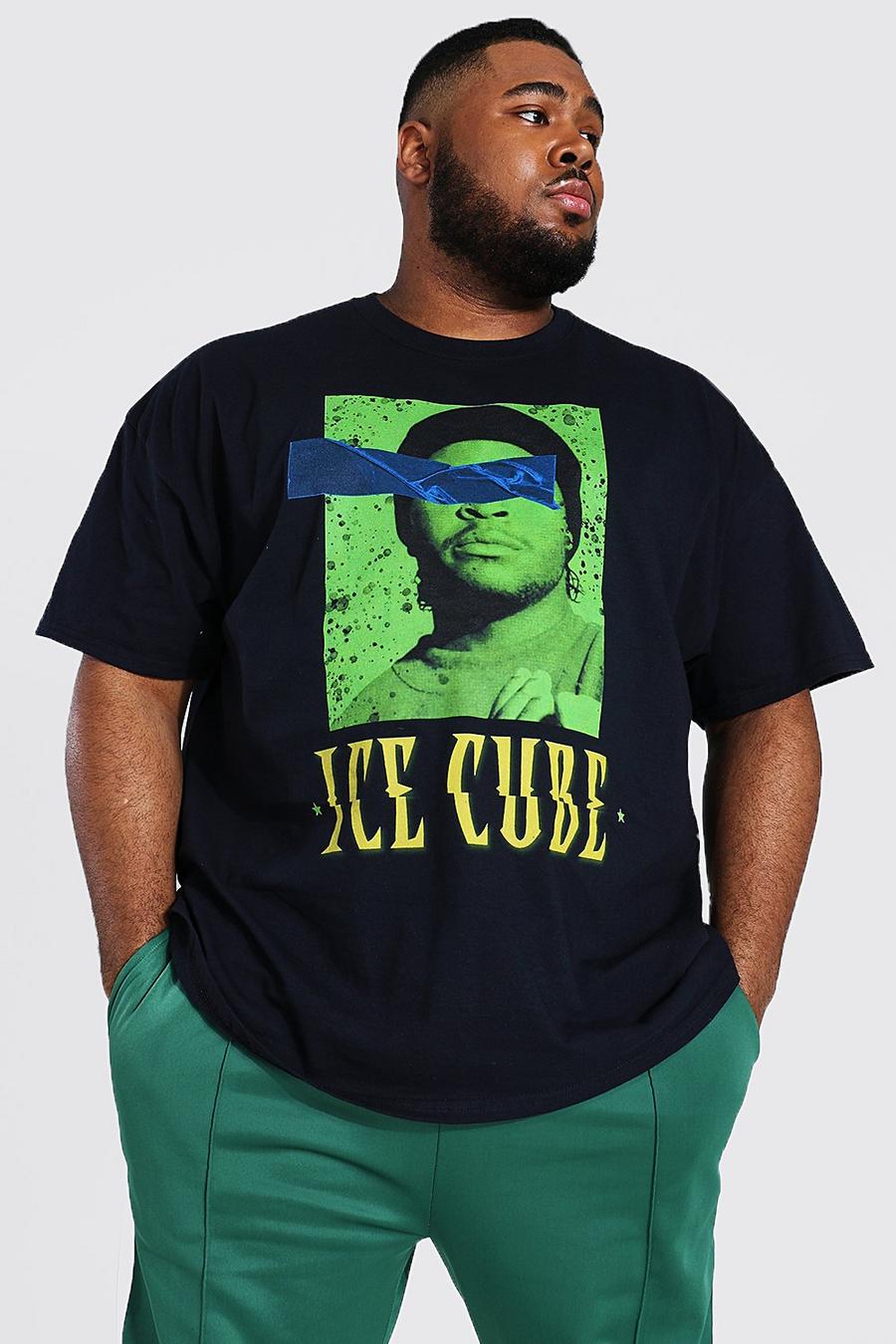 Plus Size T-Shirt mit Ice Cube Portrait Print, Black image number 1