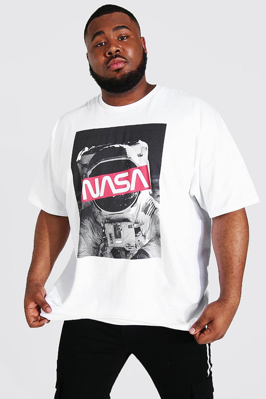 T-shirt Plus Size con stampa spaziale ufficiale della Nasa di astronauta con casco, Bianco image number 1