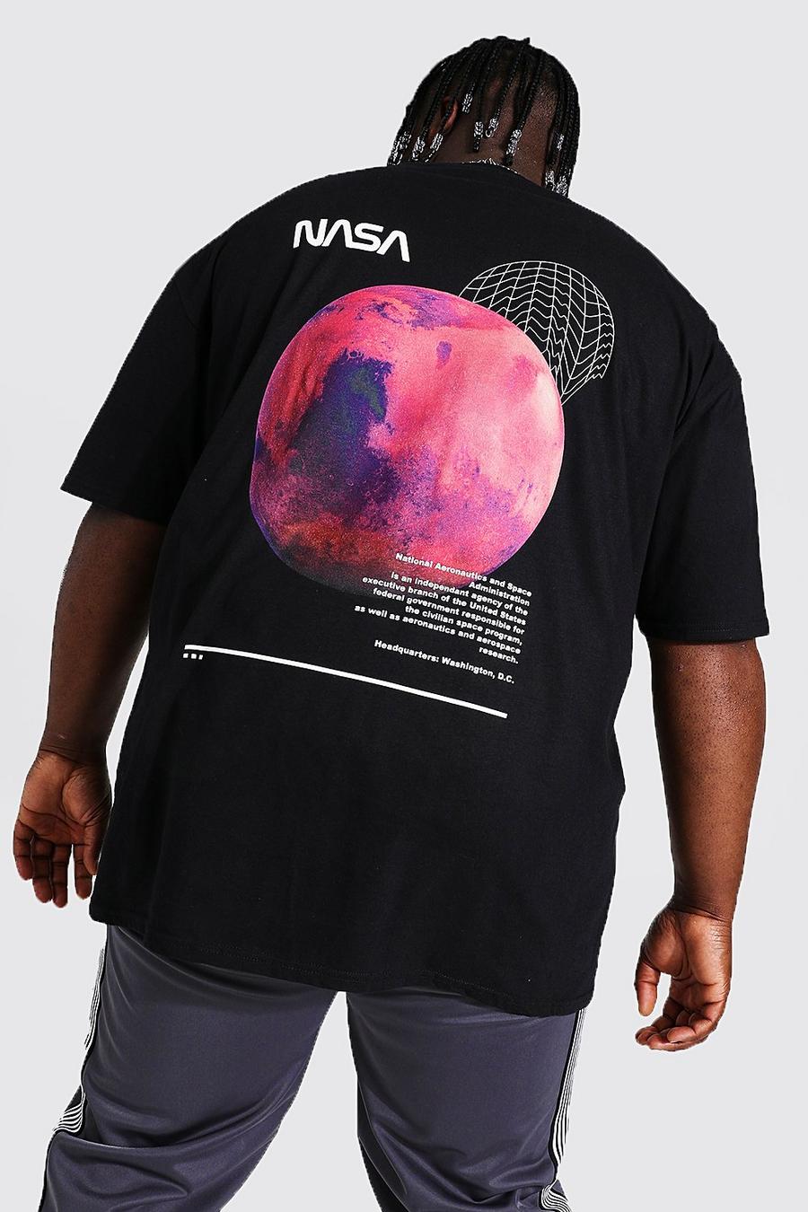 שחור טישרט ממותג עם הדפס של Nasa ופלנטה בגב, מידות גדולות image number 1