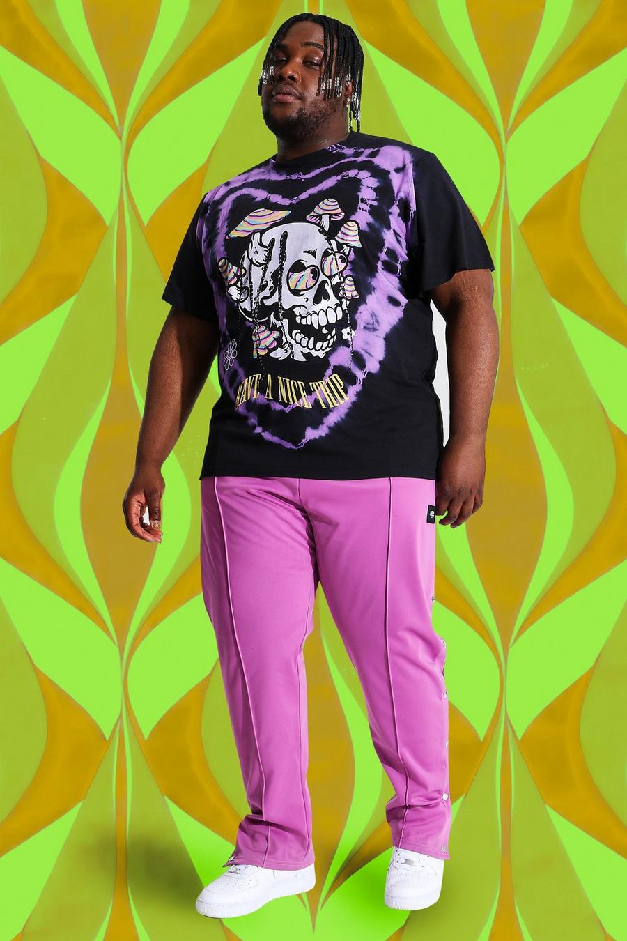 Grande taille - T-shirt tie-dye droit à tête de mort et jogging, Purple image number 1