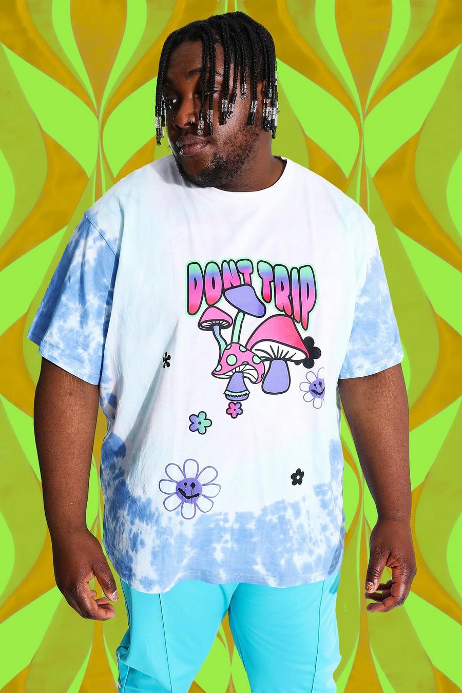 Lilac Plus Size Baggy Tie Dye Paddestoel T-Shirt image number 1