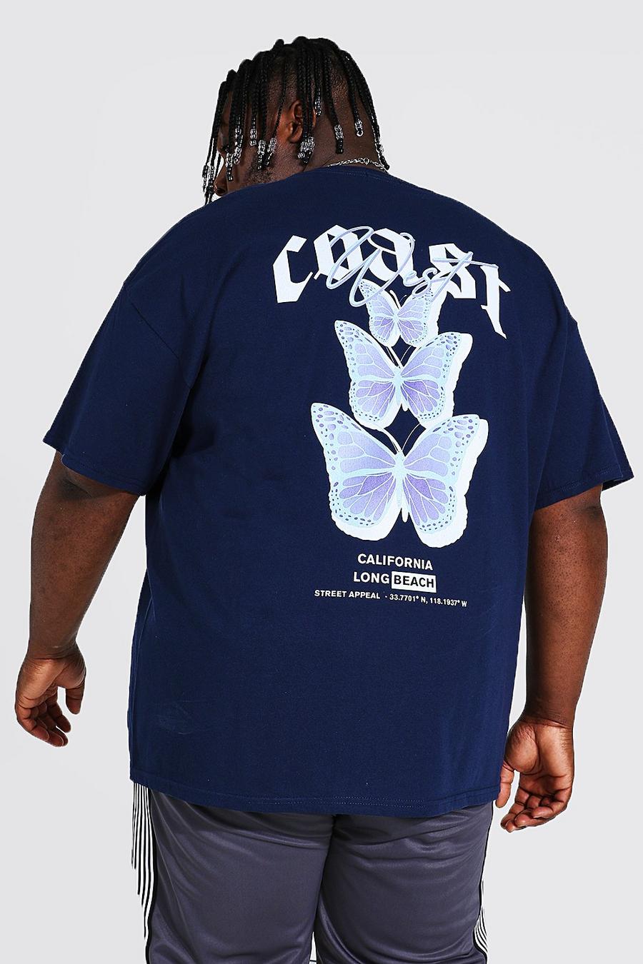 Camiseta estampada de mariposa Coast en la espalda Plus, Azul marino image number 1