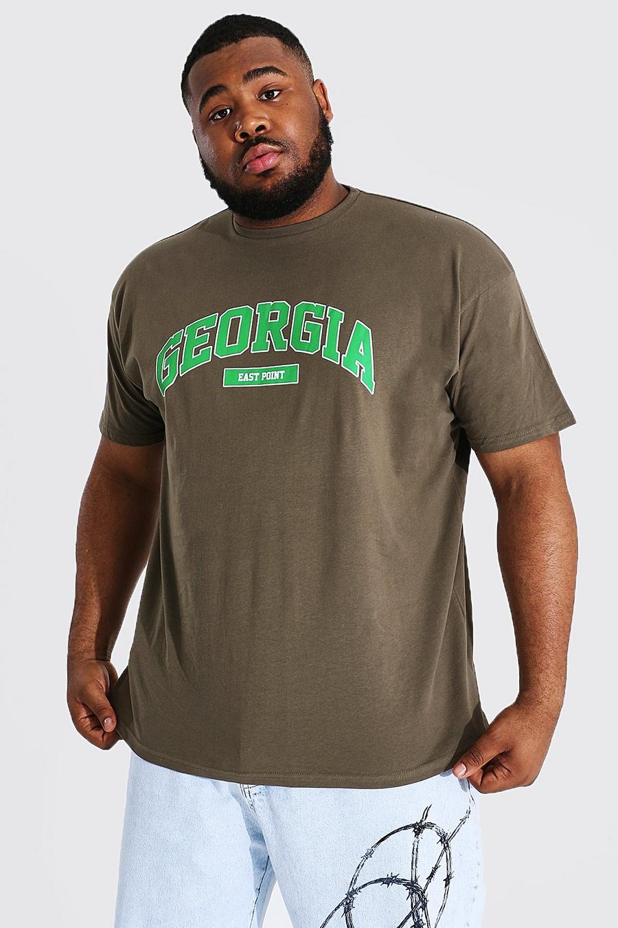 Camiseta estampada estilo universitario Georgia Plus, Caqui image number 1