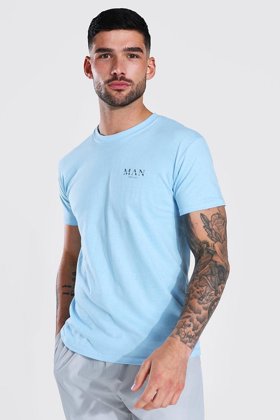 Light blue MAN Roman T-shirt med rund hals image number 1