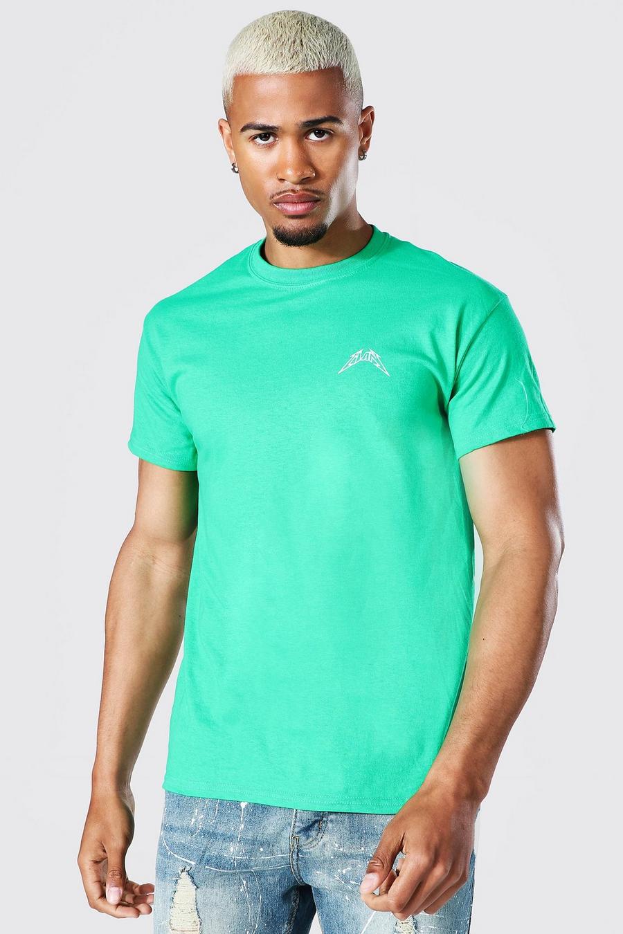 Crewneck T-Shirt mit Man Logo, Green image number 1
