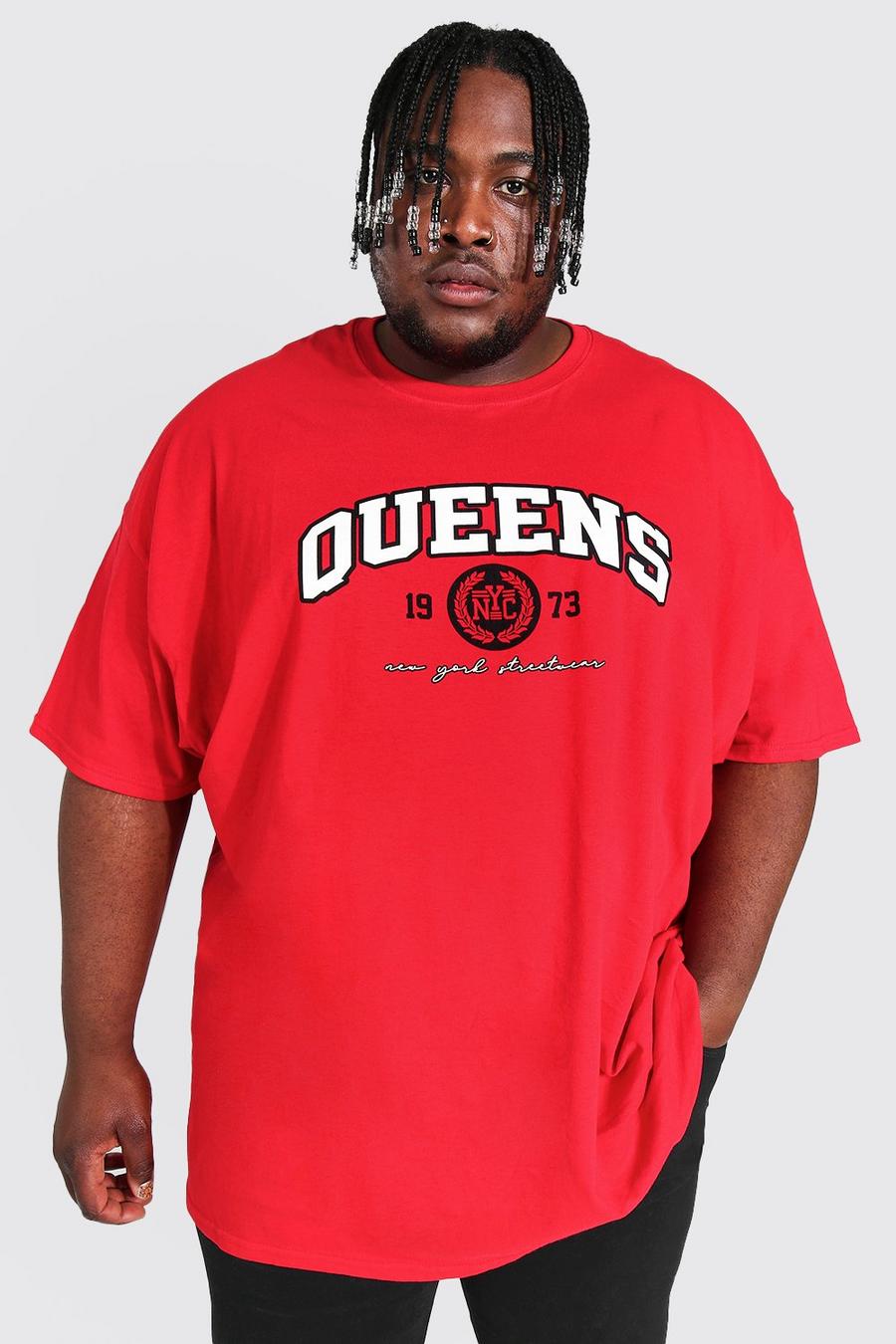 Plus - T-shirt imprimé Queens style universitaire, Rouge image number 1