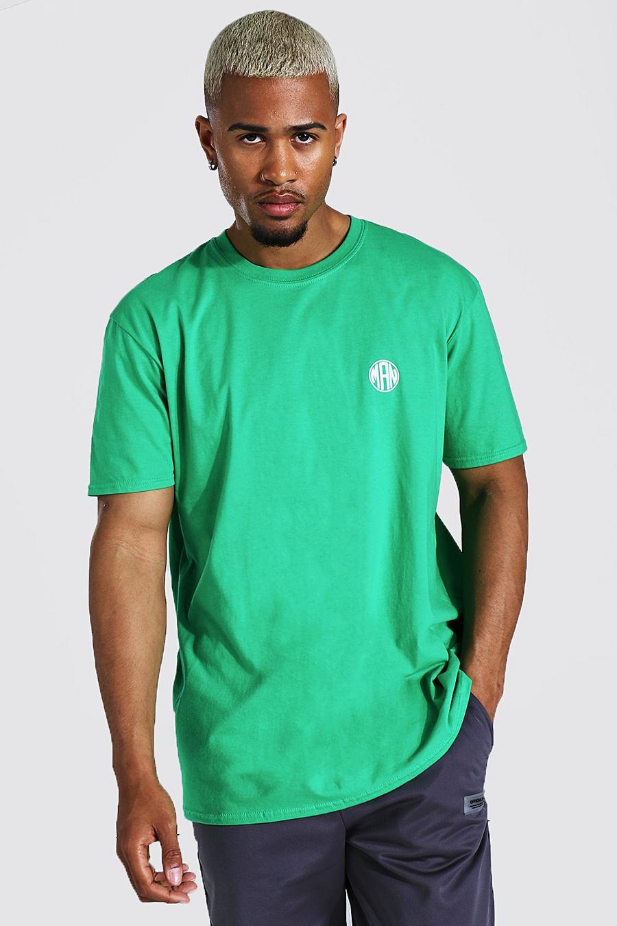 T-shirt oversize con logo Man in un cerchio, Verde image number 1