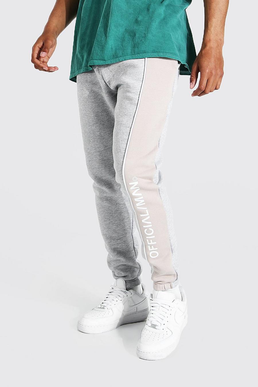 Stone Slim Fit Official Man Colour Block Joggers image number 1