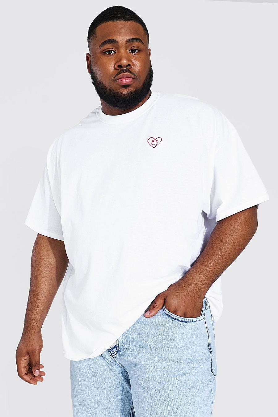 White Plus Size Heart Drip Embroidered T-shirt image number 1