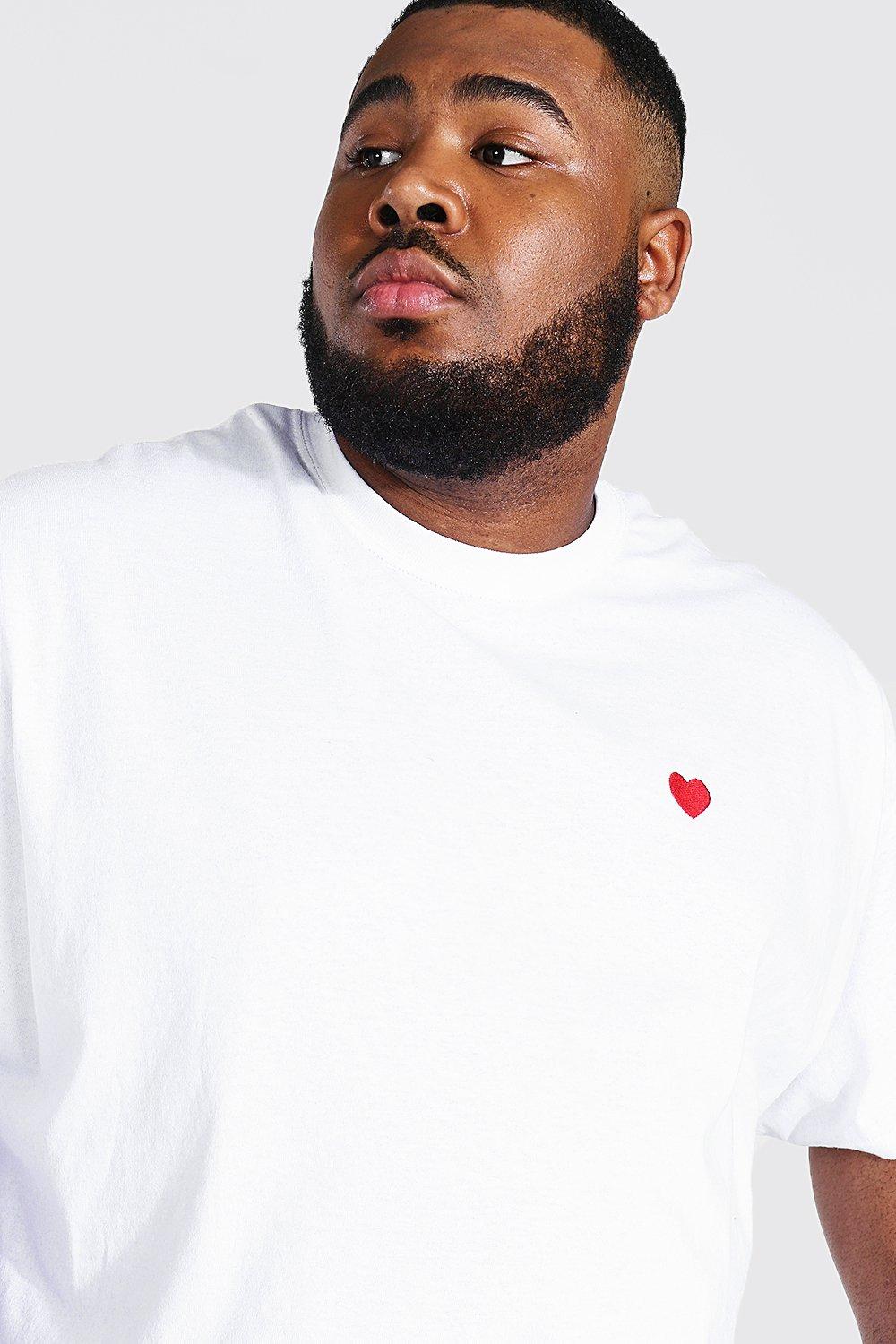 boohooMAN Plus Size Pixilated Heart Graphic T-Shirt