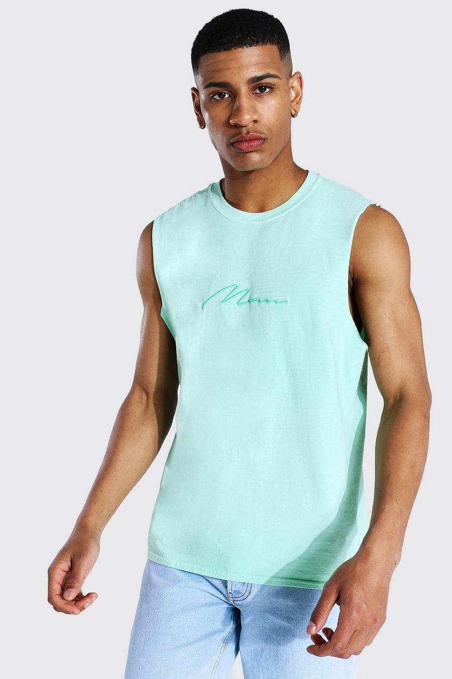 Man Signature überfärbtes Tanktop, Light green image number 1