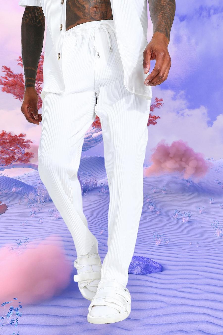 Pantalones ajustados plisados , White image number 1