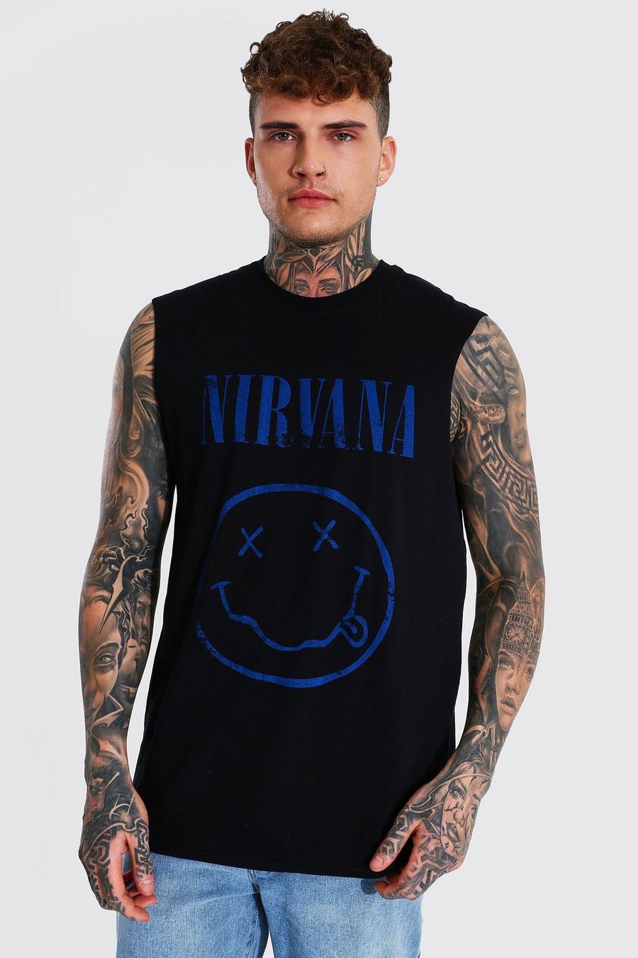Camiseta de tirantes ancha con licencia Nirvana, Negro image number 1