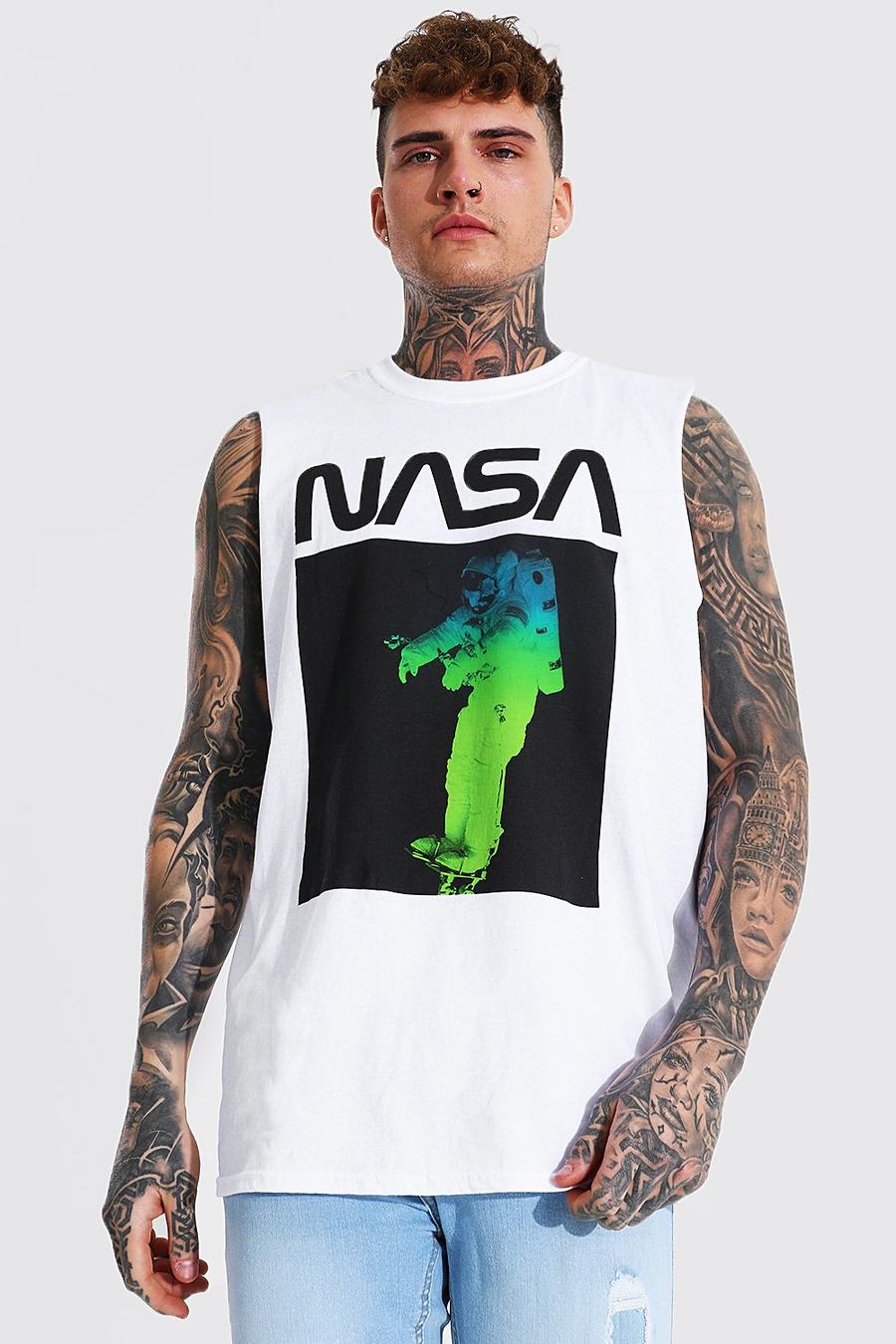 T-shirt sans manches oversze officiel NASA, White image number 1