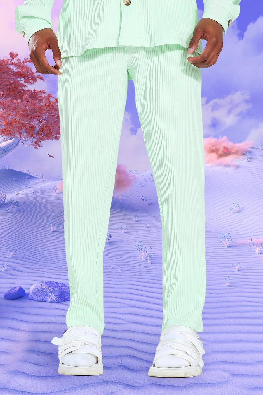 Mint Slim Fit Pleated Trousers image number 1