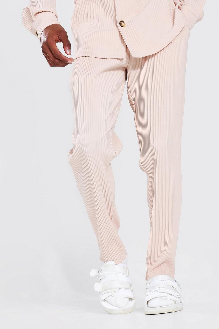 Nude Slim Fit Pleated Trousers image number 1