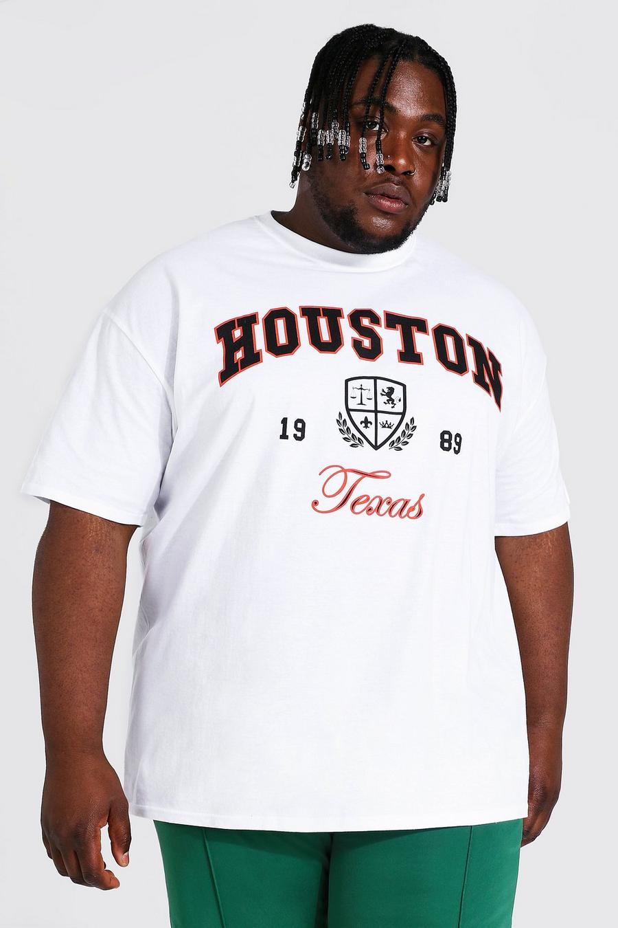 White Plus Size Houston Varsity Print T-shirt image number 1