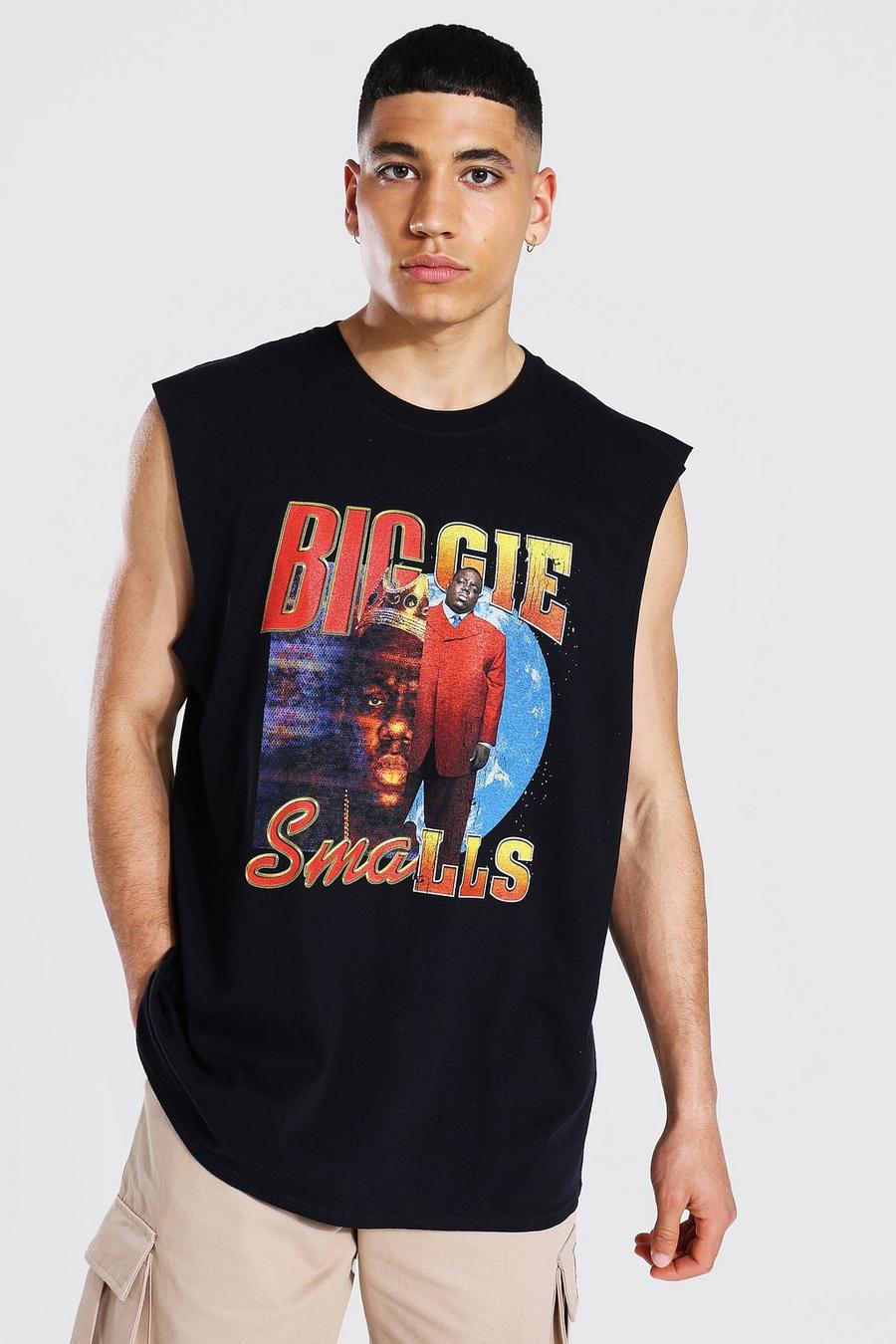 Camiseta de tirantes ancha con licencia Biggie en dos partes, Negro image number 1