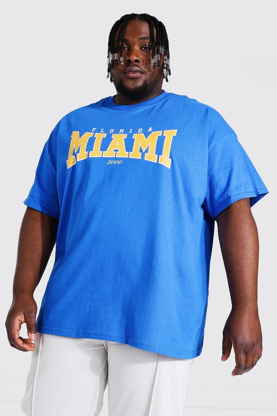 Blue Plus Size Miami Varsity Print T-shirt image number 1