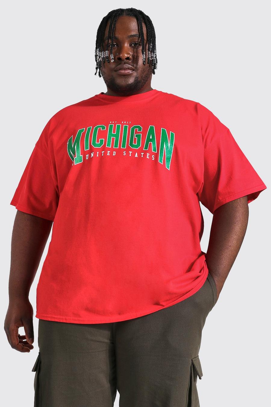 Red Plus Size Michigan Varsity Graphic T-Shirt image number 1
