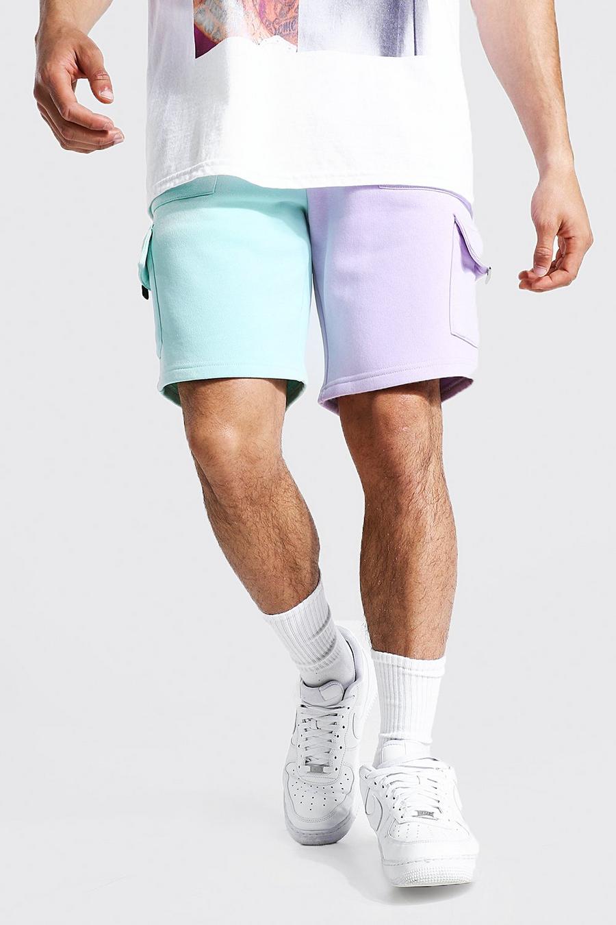 Multi Slim Mid Spliced Utility Cargo Jersey Shorts image number 1