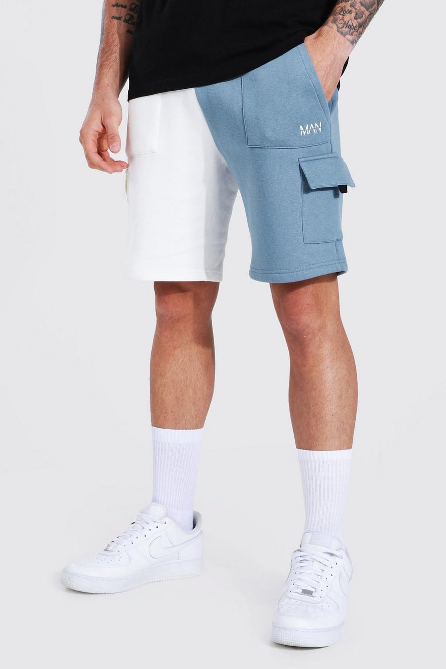 Slim gespleißte Cargo Jersey-Shorts, Blue image number 1