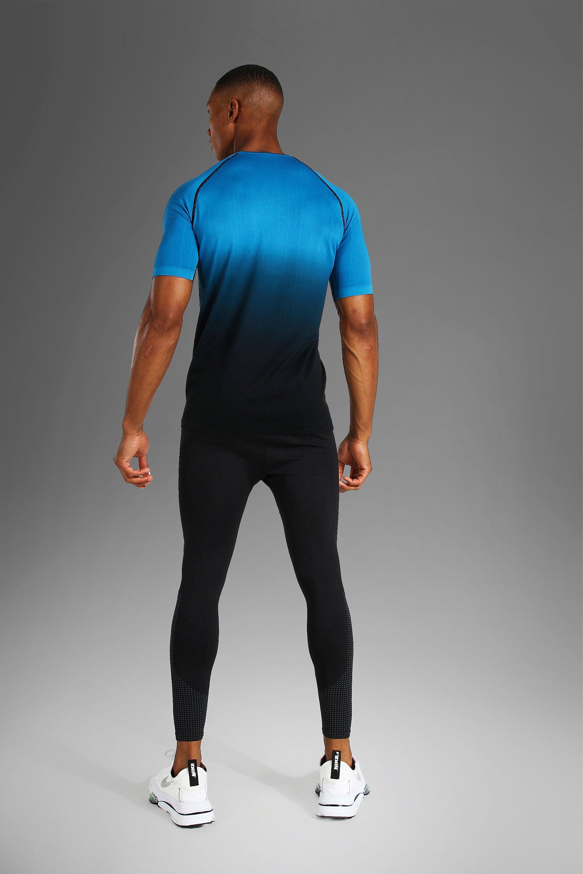 Men's Active Gym Muscle Fit Ombre Seamless T-Shirt