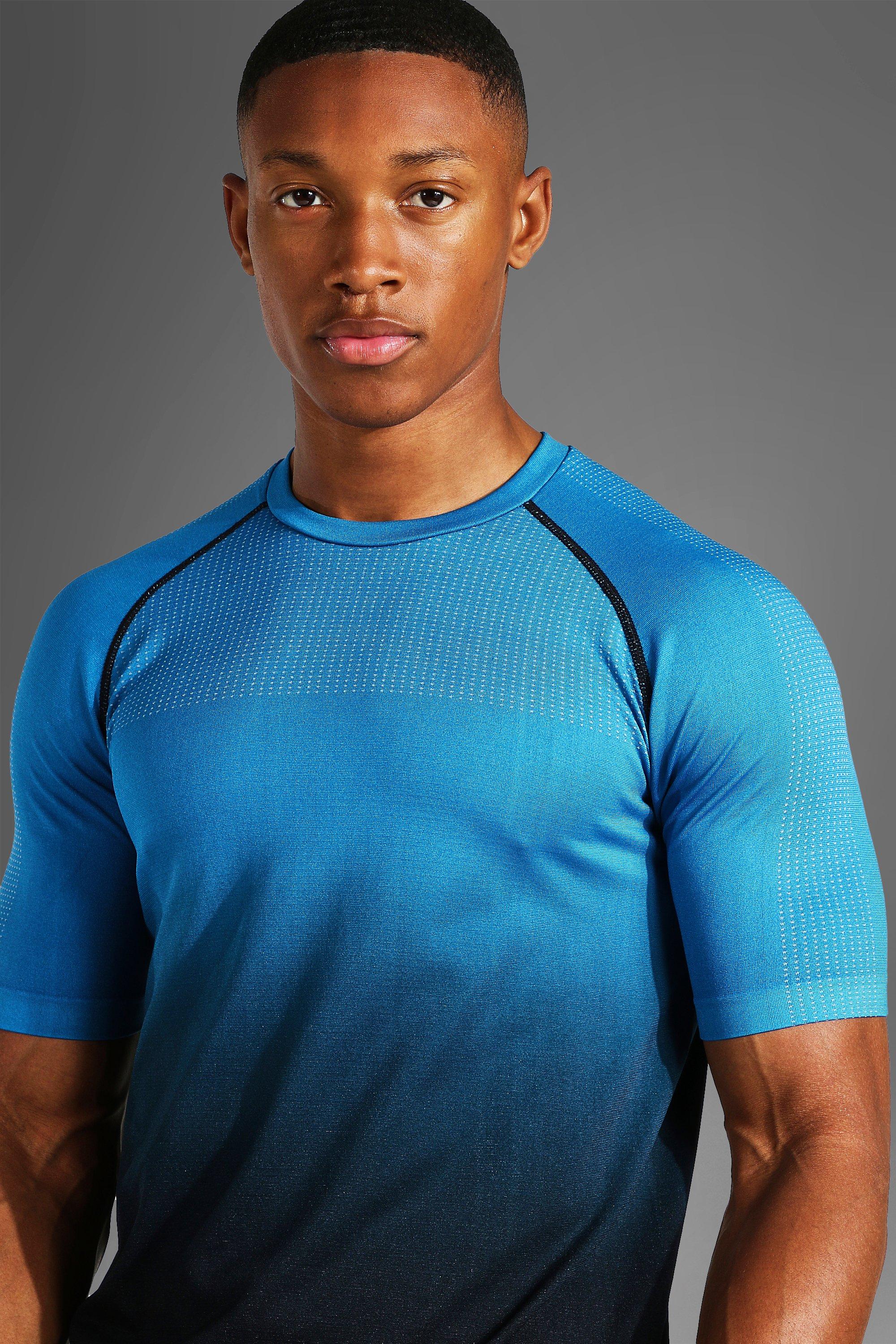 Men's Active Gym Muscle Fit Ombre Seamless T-Shirt